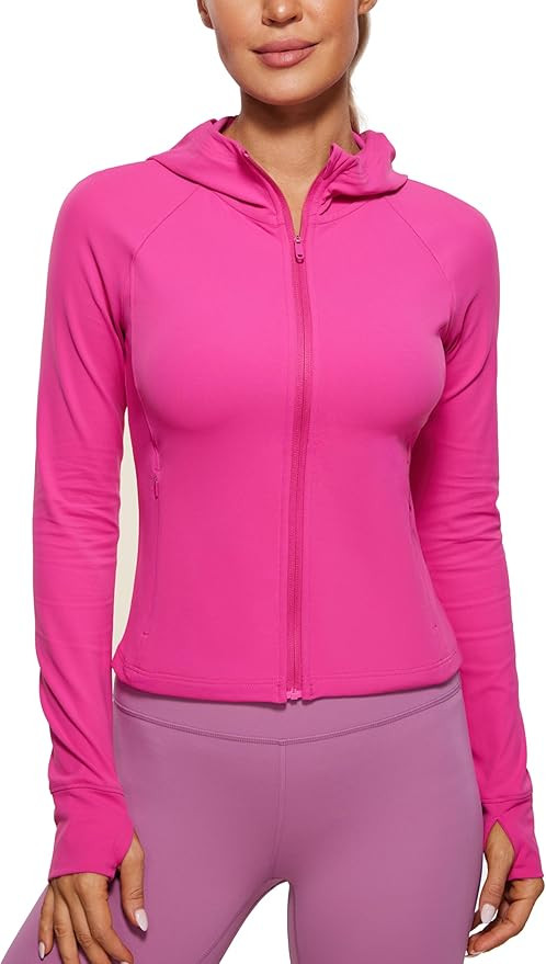 CRZ YOGA Womens Butterluxe Full Zip Workout Hoodie Jackets Slim Fit Hooded Athletic Yoga Lightwei... | Amazon (US)