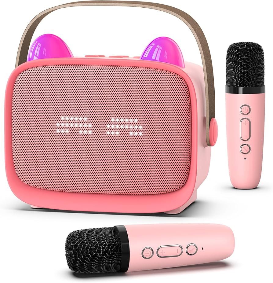 Mgaolo Upgraded Mini Karaoke Machine Toy for Kids, Portable Bluetooth Speaker with 2 Wireless Mic... | Amazon (US)