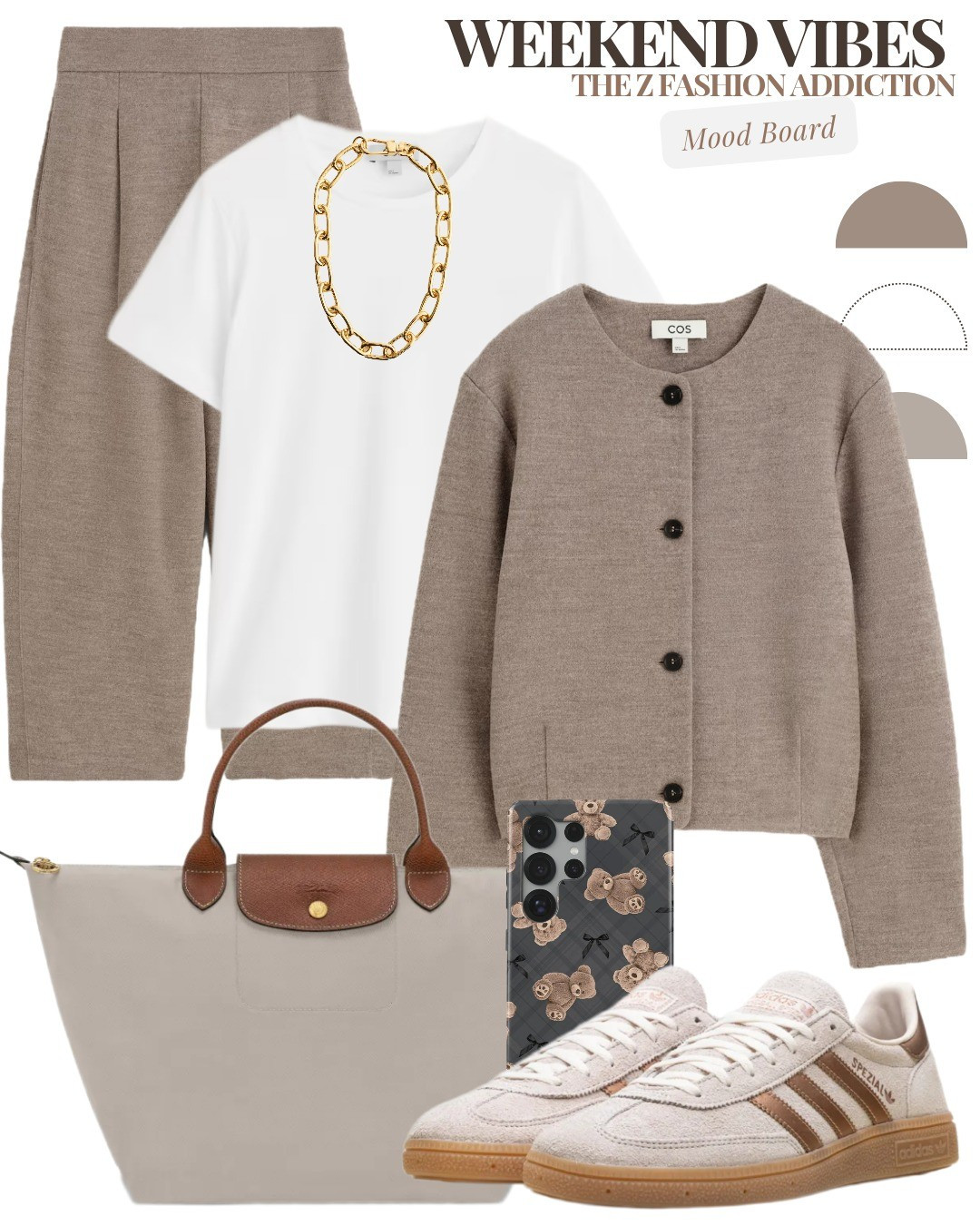 What to wear on Sunday!...Weekend style what to wear coord comfy outfit comfortable flat sneaker athletic shoes adidas longchamp handbag everyday chic elegant effortless moblie phone case white t-shirt wardrobe stables must haves ltk shop jewelry gold chain necklace

#LTKsale #LTKstyletip #LTKbag