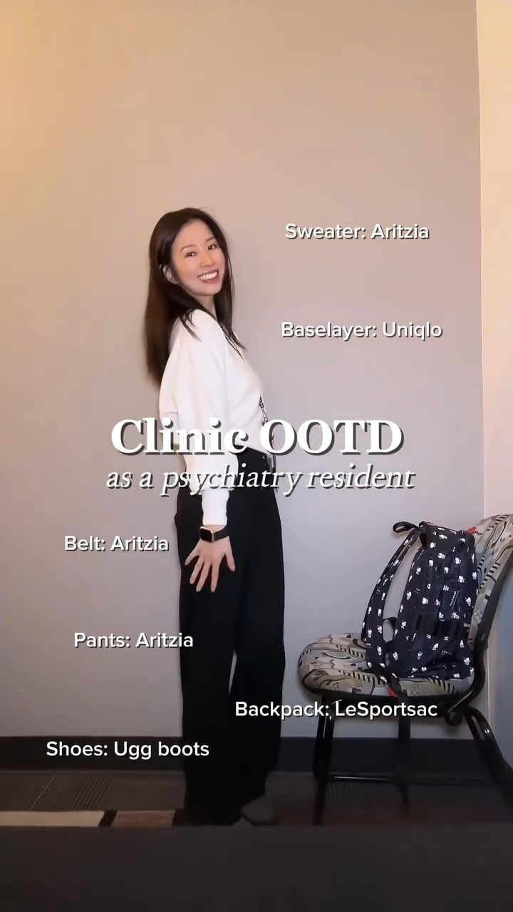 I love my scrubs but sometimes a clinic ootd helps me feel more like a human lol @aritzia @uniqlousa @lesportsac @ugg 

nowadays I try to really only buy clothes that are versatile + can last for a LONG time! 

#psychiatryresident #womeninmedicine #clinicootd #clinicfit #fitcheck