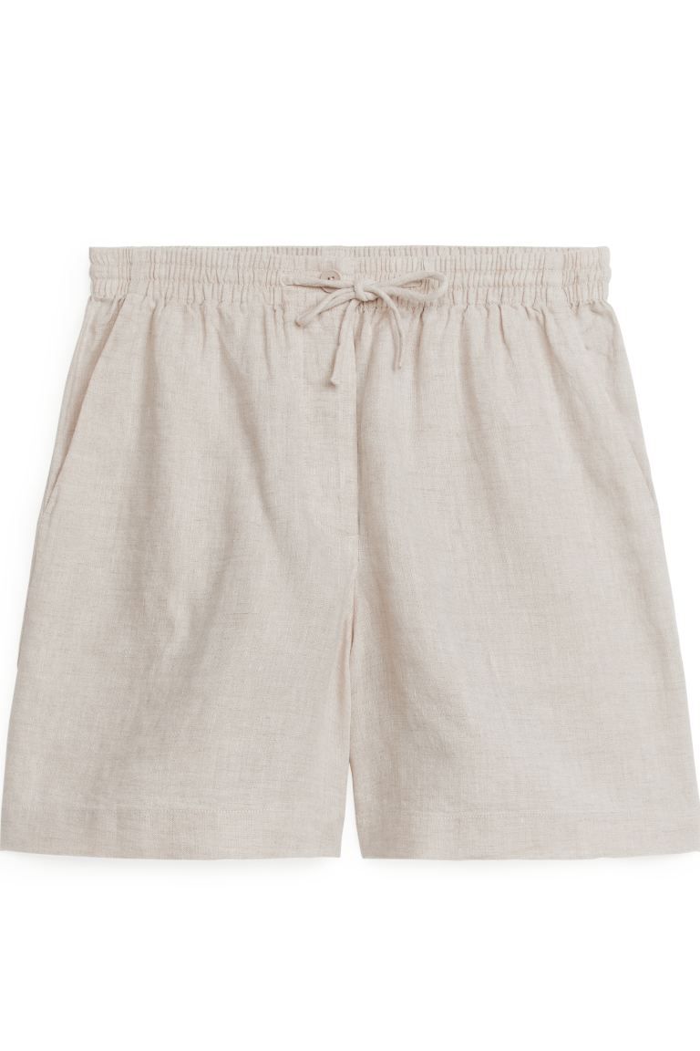 Linen Drawstring Shorts - Beige - Ladies | H&M GB | H&M (UK, MY, IN, SG, PH, TW, HK)