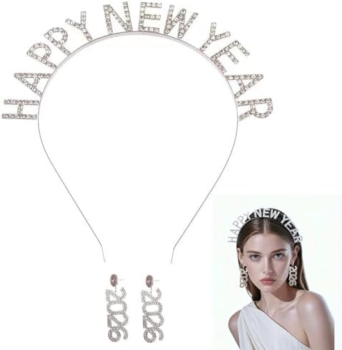 Happy New Year Headbands for Women, 2026 New Years Earrings, 2026 Newyears Headbands and Earrings... | Amazon (US)