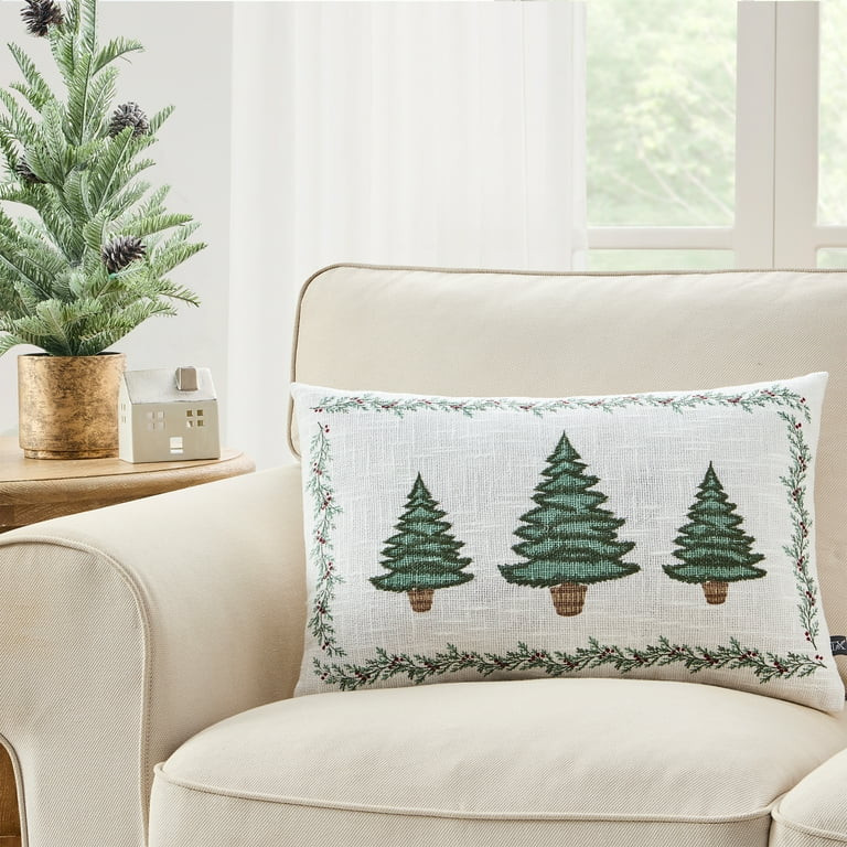 My Texas House 14" x 22" Ivory Trees Cotton Holiday Decorative Pillow | Walmart (US)