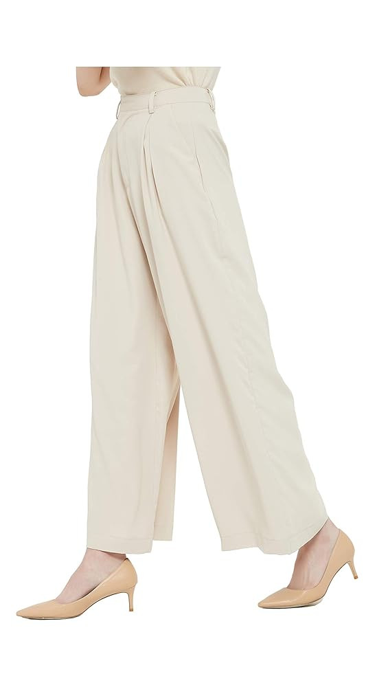 Tronjori Women High Waist Casual Wide Leg Long Palazzo Pants Trousers Regular Size | Amazon (US)
