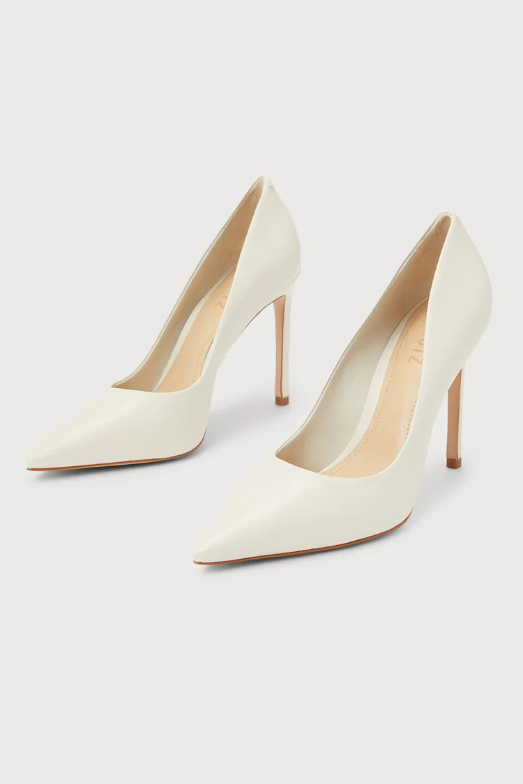 S-Lou Pearl White Leather Pointed-Toe Pumps | Lulus