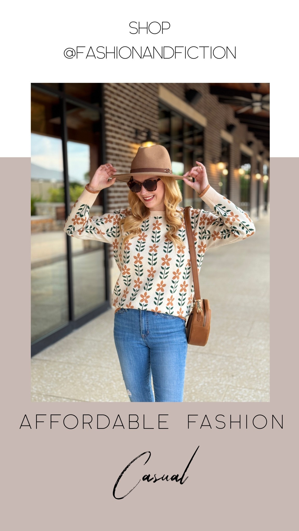 Adorable Daisy print sweater from Amazon. Lots of color combos available. Wearing size small. Fit TTS.