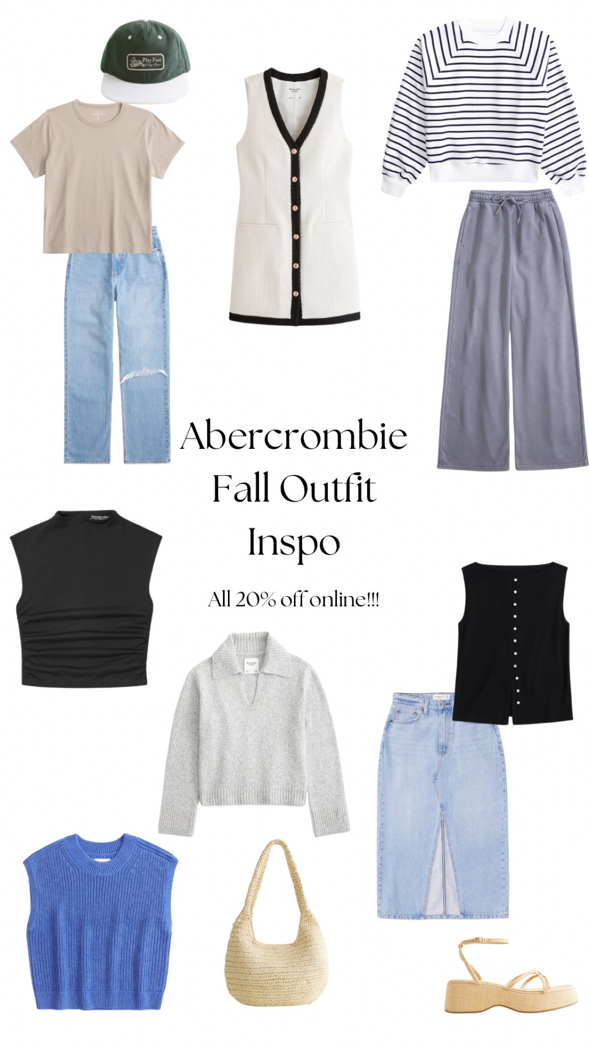 Loving all these pieces from Abercrombie’s Fall Sale! All 20% off online and free shipping over $99. Perfect for fall transition outfits and a capsule wardrobe with so many staple pieces that I have in my own closet!

abercrombie, jeans, crewneck, work wear, fall sale, sale alert, ltk sale, denim skirt, denim midi skirt, graphic t shirt, hat, purse, shoes, sweatpants, loungewear

#LTKFallSale #LTKFindsUnder100 #LTKSaleAlert