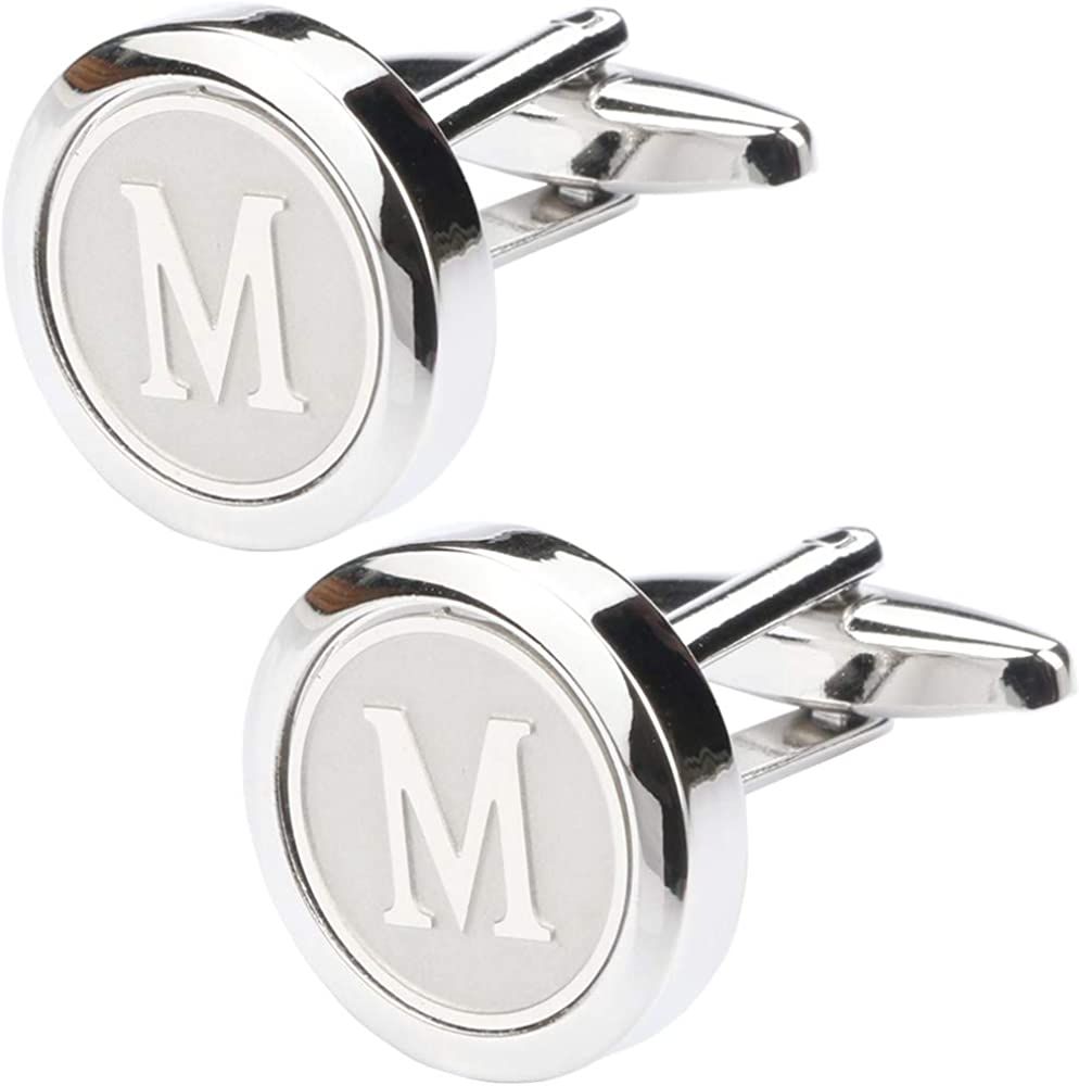 Dannyshi Mens Classic Stainless Steel Initial Cufflinks 26 Alphabet Initial Letter Cufflinks Busi... | Amazon (US)