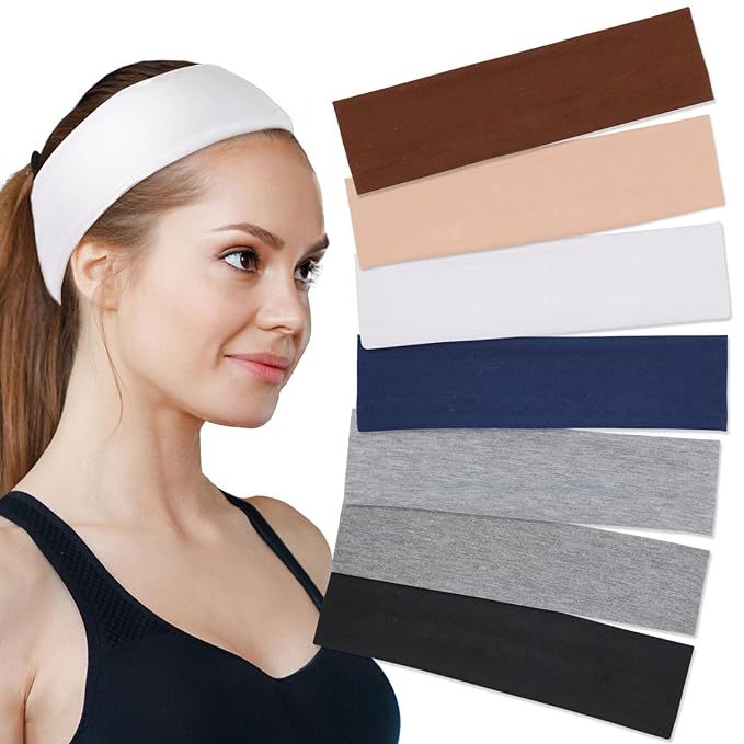 Workout Headbands for Women Non Slip, Cotton Head Bands for Women's Hair, Soft Fabric Cloth Stret... | Amazon (US)