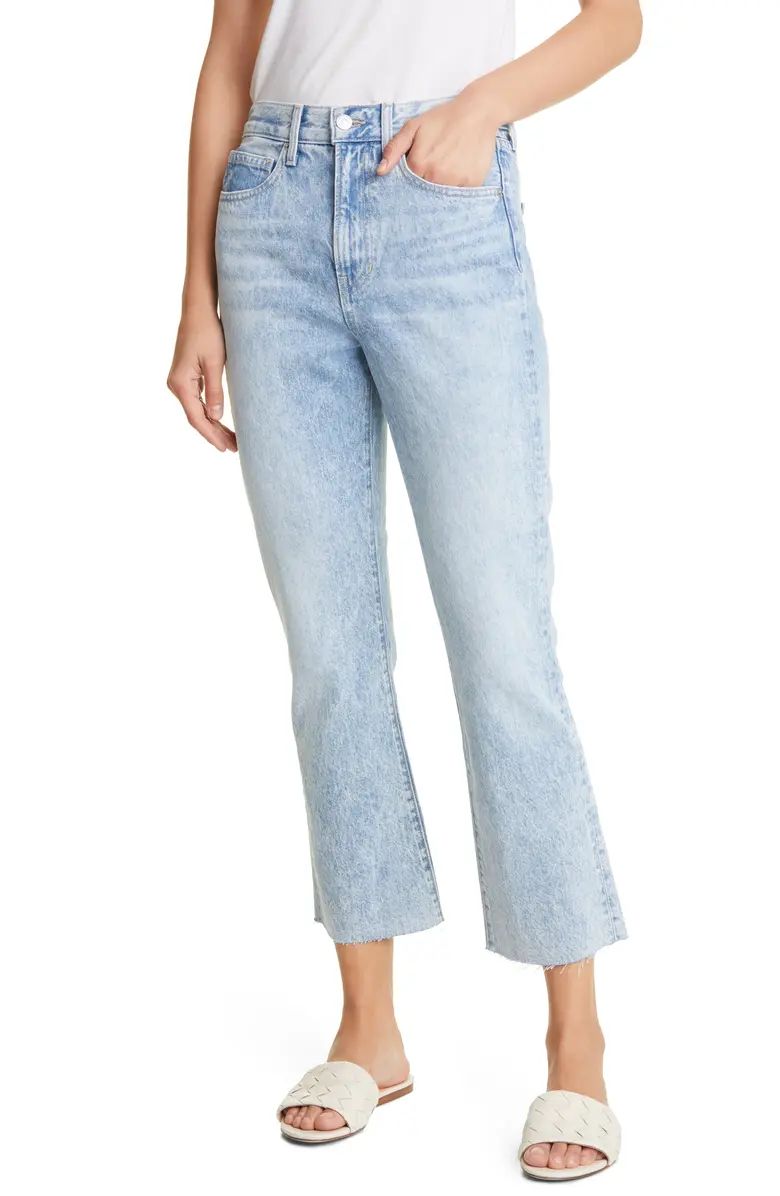 Carly Super High Waist Raw Hem Ankle Kick Flare Jeans | Nordstrom