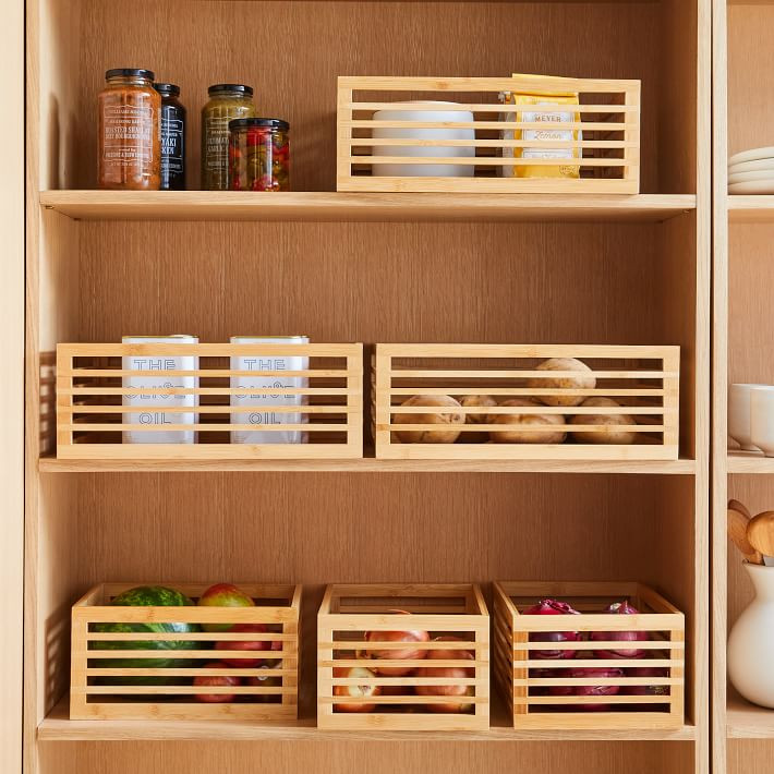 mDesign Bamboo Slotted Bins (Set of 3) | West Elm (US)