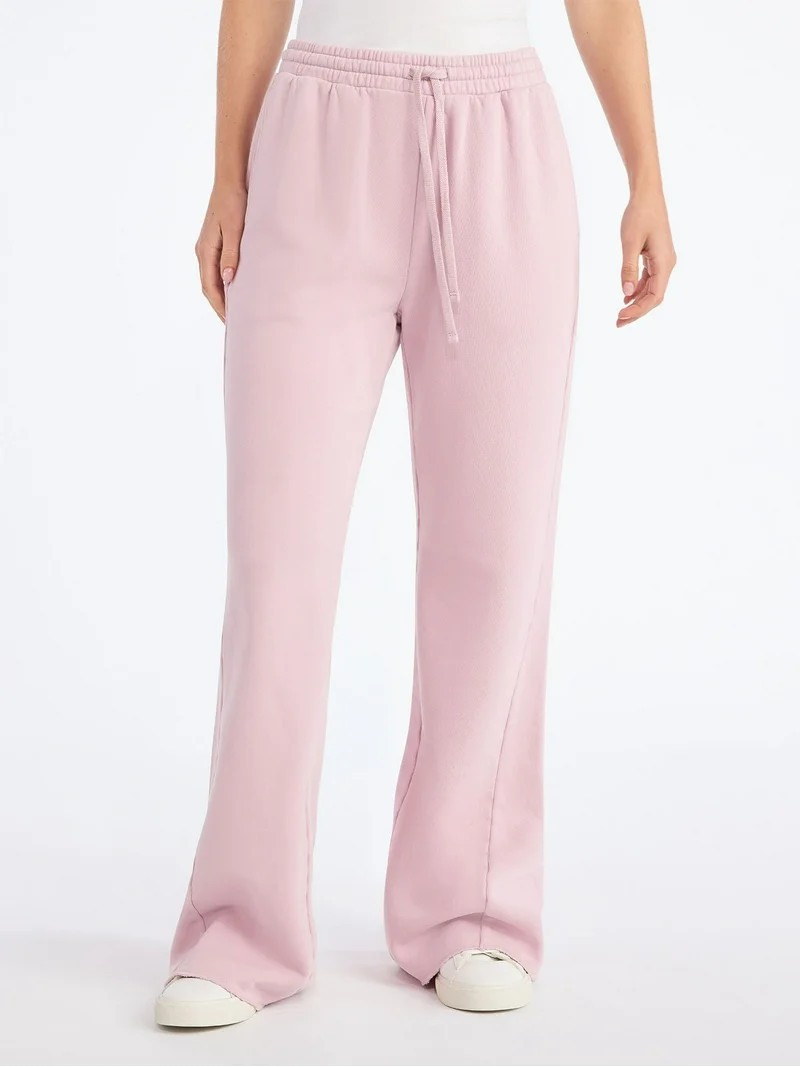 Scoop Women’s Mineral Washed Fleece Flare Leg Sweatpants, Sizes XS-XXL | Walmart (US)
