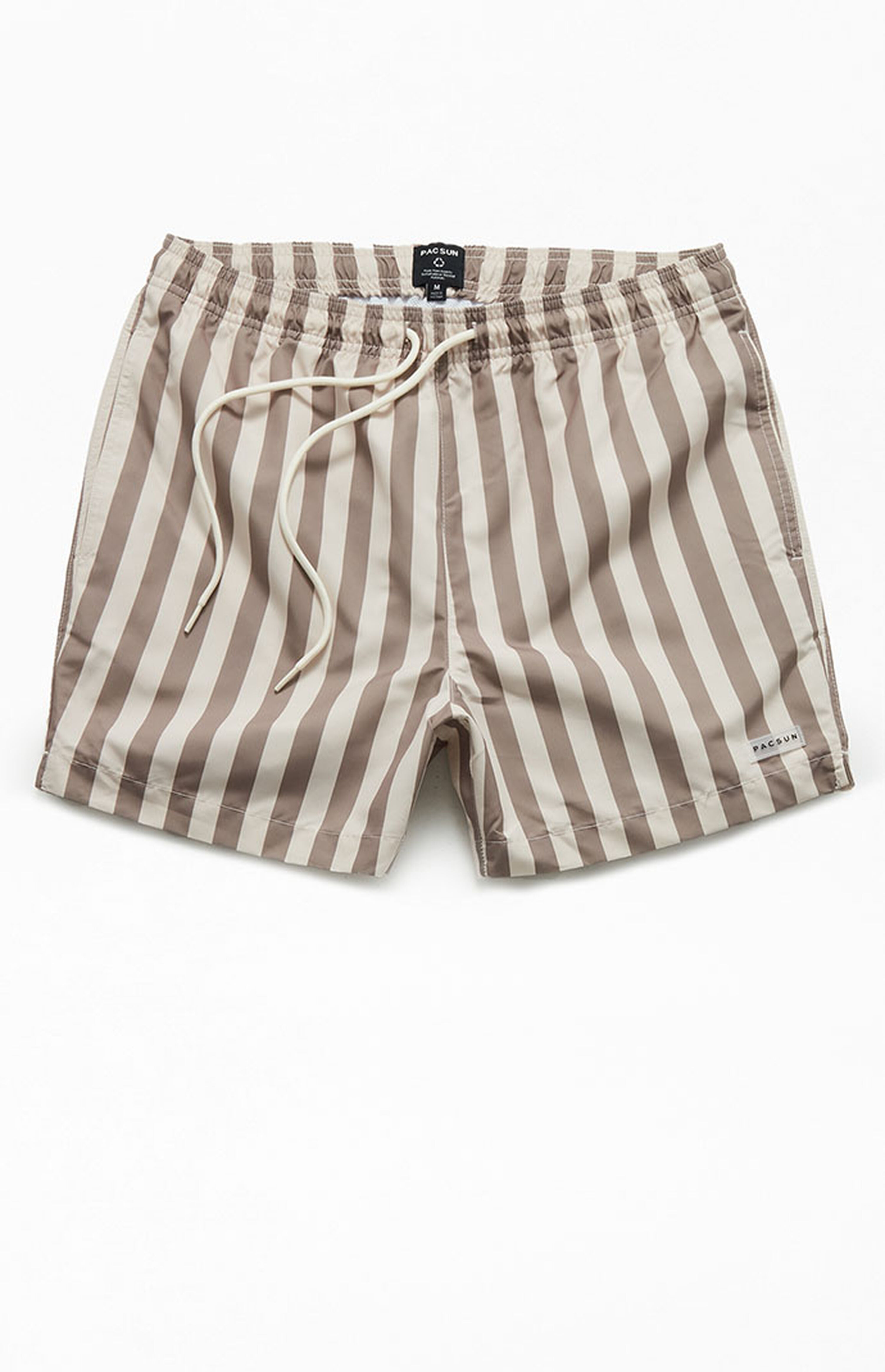 PacSun Tan Stripe 15" Swim Trunks | PacSun