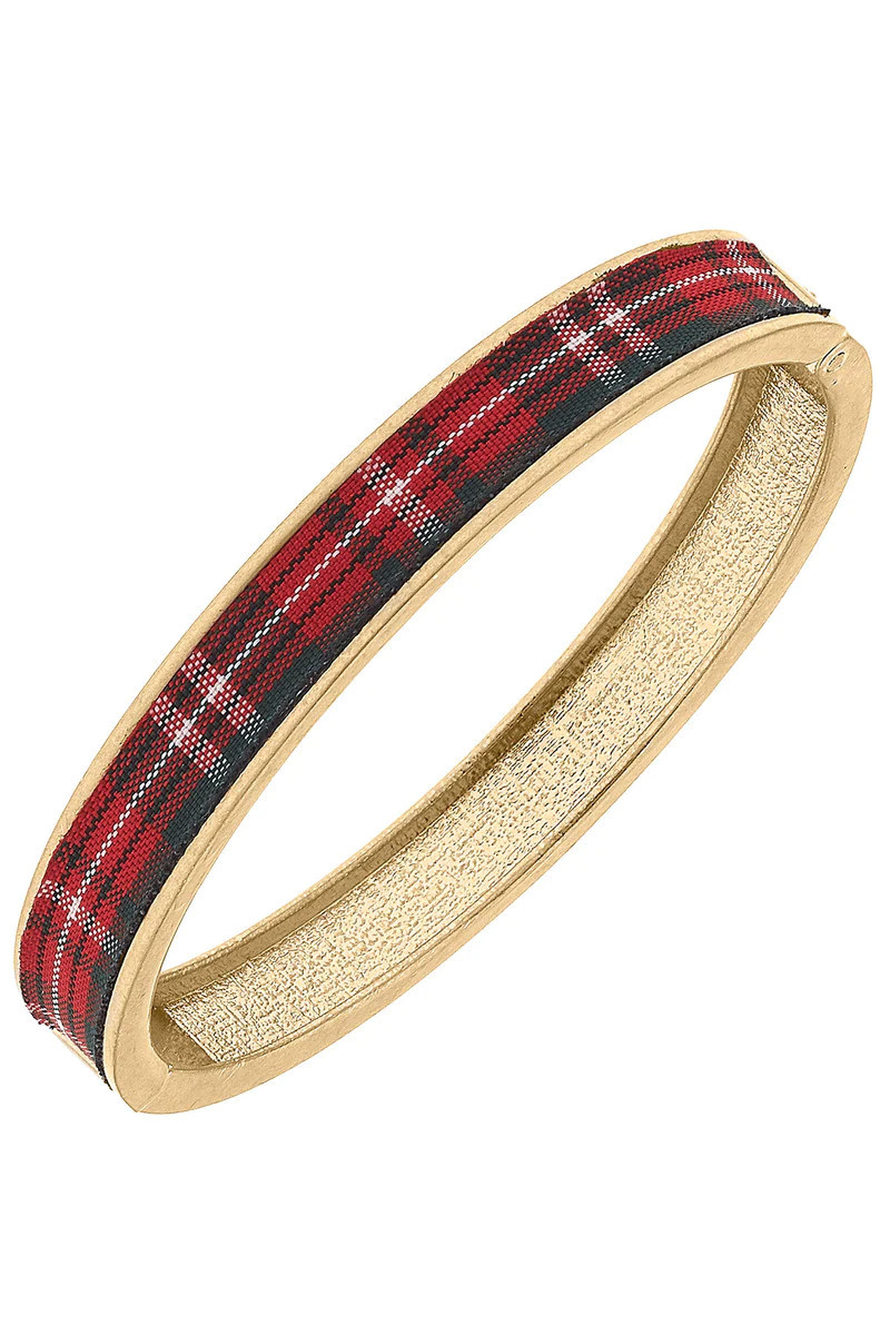 Makenzie Tartan Hinge Bangle in Red | CANVAS