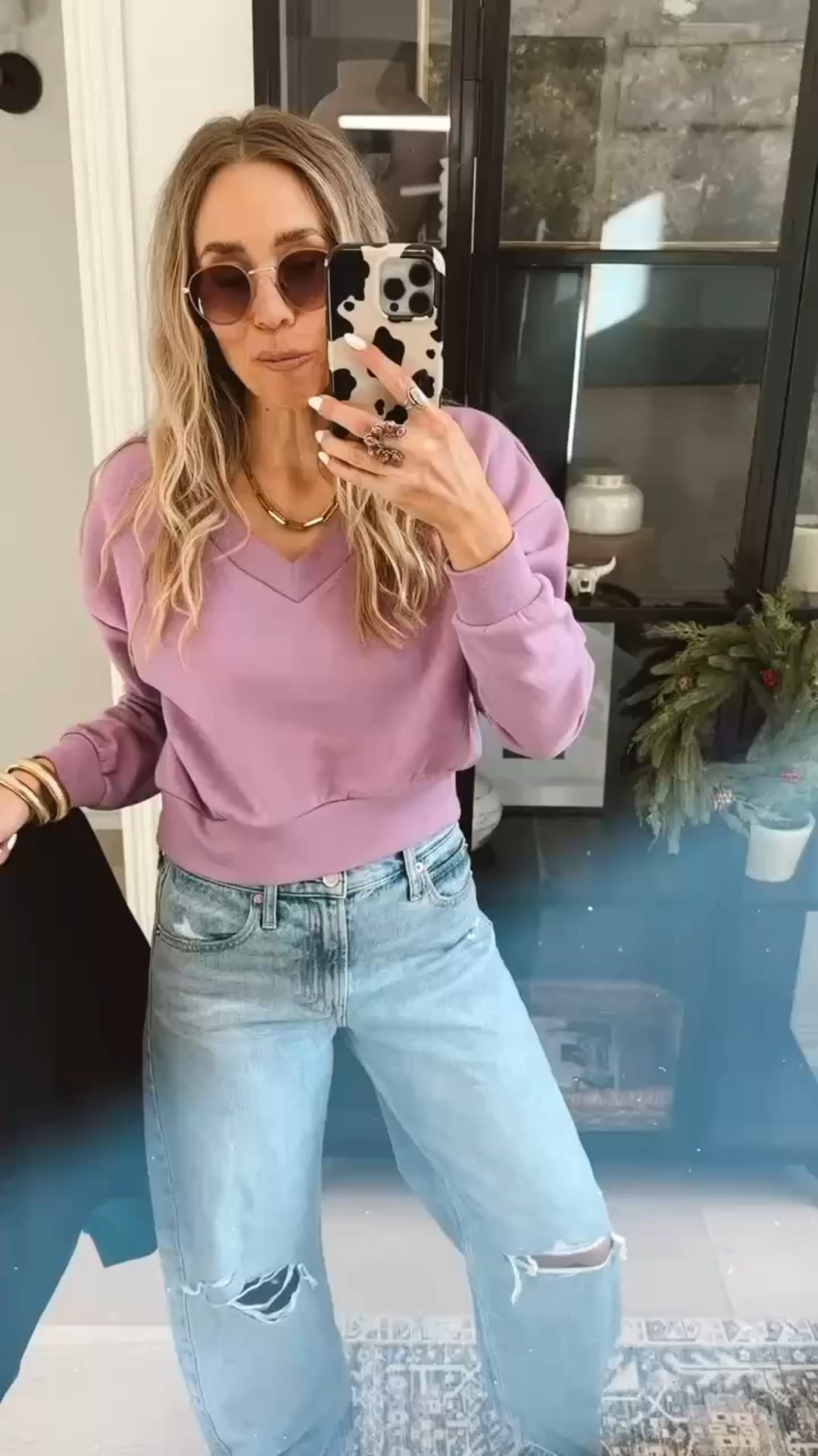 $14 new v-neck , cropped sweatshirts! 

Easily dress up or down! 

Wearing size s / my tts 

#LTKgrwm #LTKFindsUnder50 #LTKootd