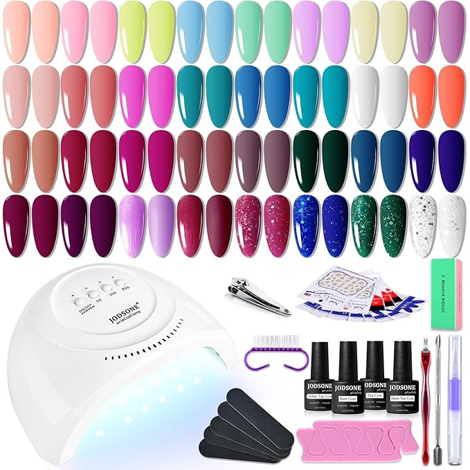 JODSONE 36 PCS Gel Nail Polish Starter Kit U V Light and Dark Series Gel Nail Set No Wipe Base Ma... | Amazon (US)