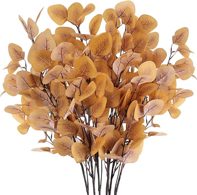 Fall Decor Indoor, Eucalyptus Stems, 6 PCS Artificial Silver Dollar Eucalyptus Leaves for Table, ... | Amazon (US)