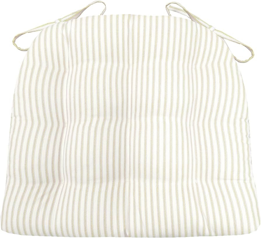 Barnett Home Decor Ticking Stripe Natural Dining Chair Pad with Ties - Standard Size 17 Chair Cus... | Amazon (US)
