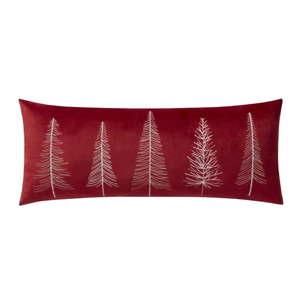 My Texas House Holiday Tree Velvet Decorative Pillow, 12" x 28", Red | Walmart (US)