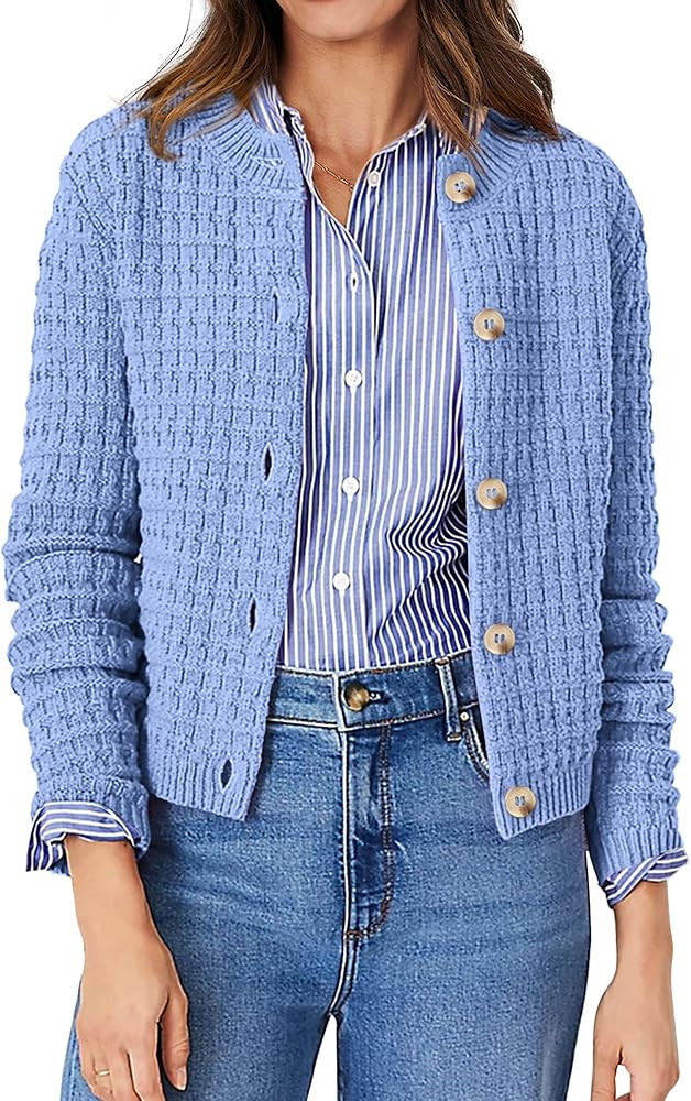 PRETTYGARDEN Women's Knit Cardigan Sweaters Casual Long Sleeve Open Front Button Down Trendy Jack... | Amazon (US)