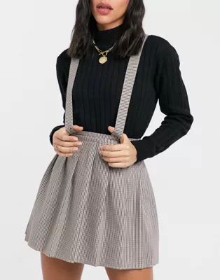 ASOS DESIGN pinafore with pleated skirt in dogstooth print | ASOS (Global)