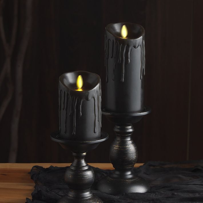 Wax Drip Flameless Pillar Candle - Black | West Elm (US)