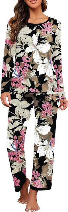 PrinStory Womens Pajama Sets Long Pjs Soft Lounge Sets XS-4XL | Amazon (US)