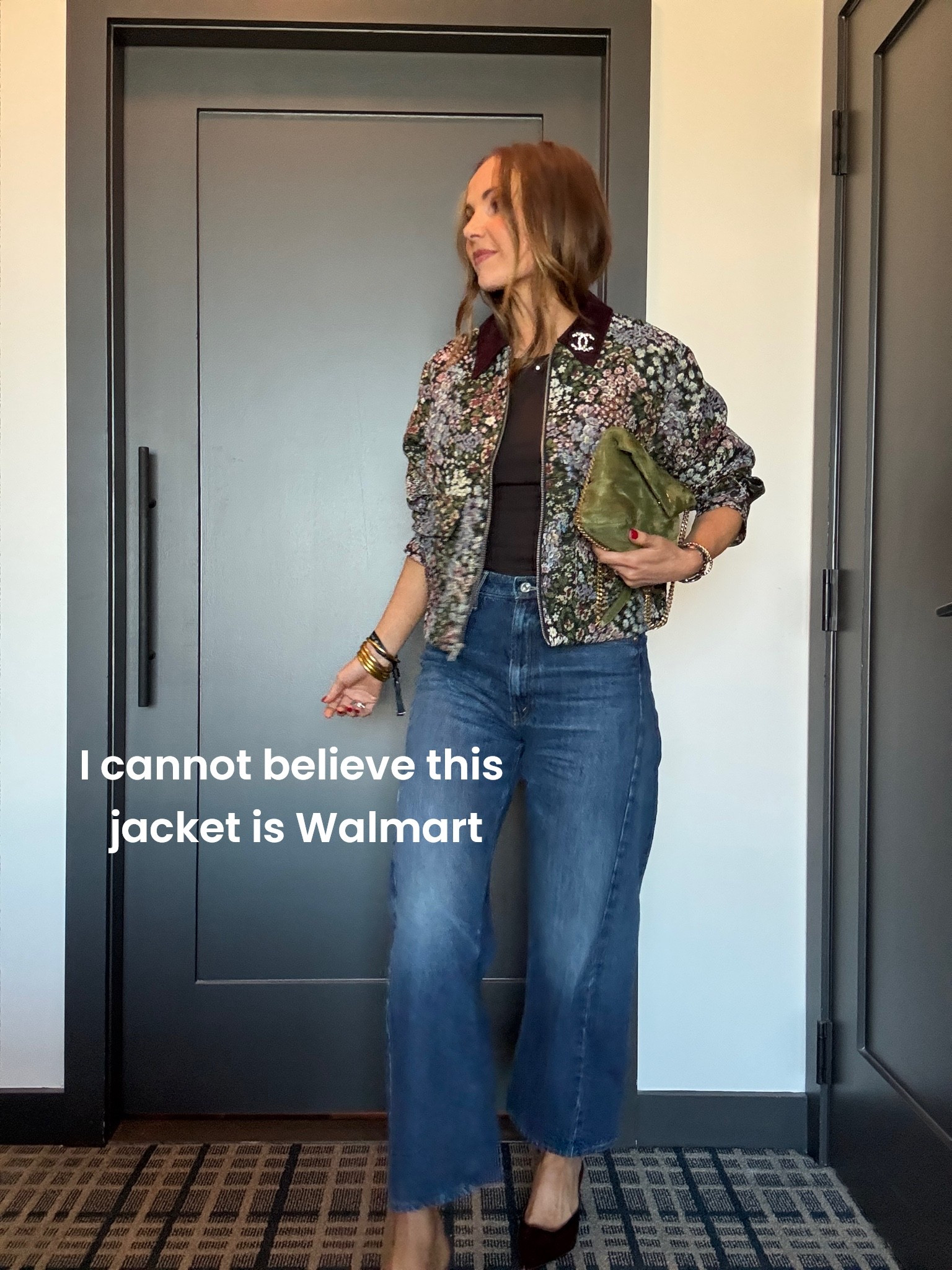 Day three of LTKCon wearing the spectacular @Walmart  jacket! Don’t size up, I’m in a size XS. Jeans run TTS but I sized up one size for a boyfriend fit. @mother

#LTKgrwm #LTKCon #LTKootd