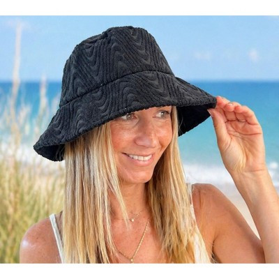 Sprigs Textured Terry Bucket Hat Black One Size Fits Most | Target