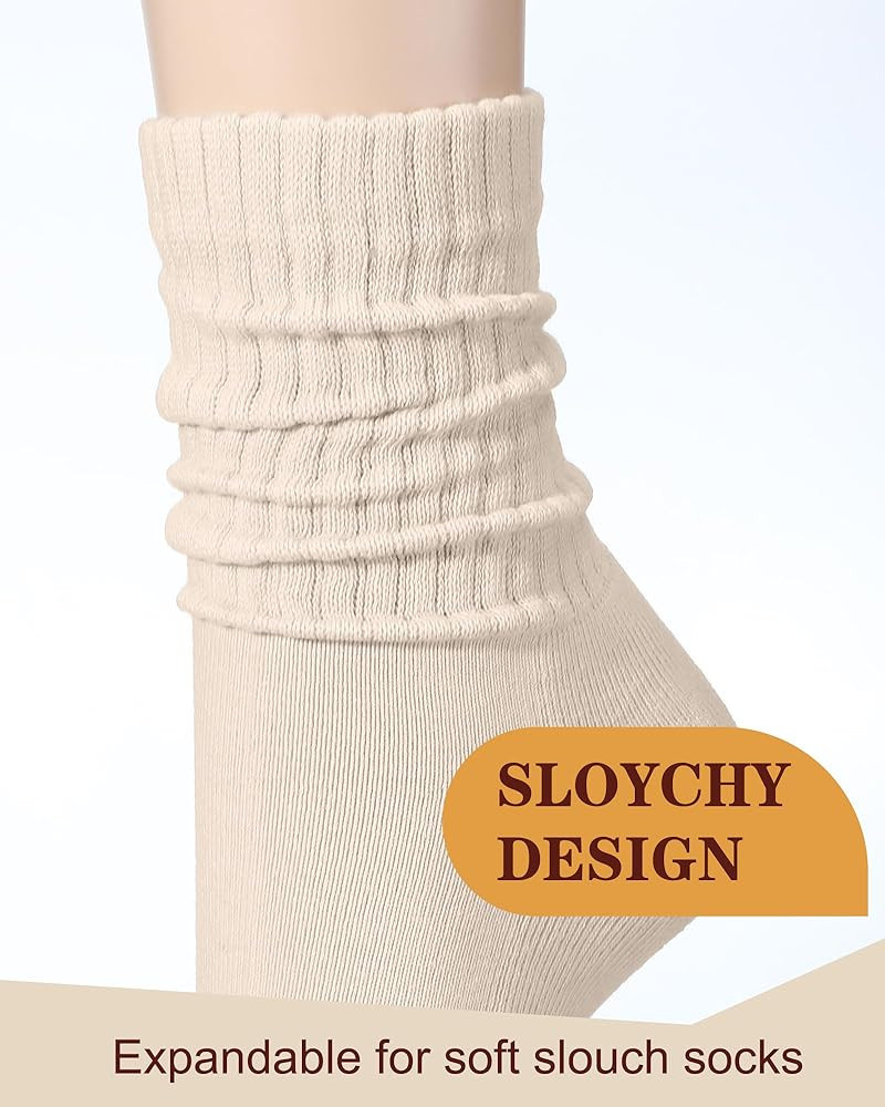 Shihanee 12 Pairs Women Slouch Crew Socks Neutral Aesthetic Ribbed Knit Baggy Scrunch Stacked Tub... | Amazon (US)