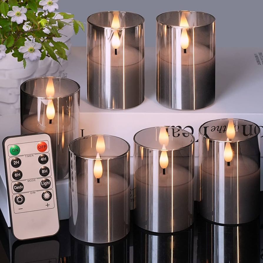 6Pack Glass Flickering Flameless Candles with Remote, 2"X3" Real Wax Votive Candles Battery Opera... | Amazon (US)