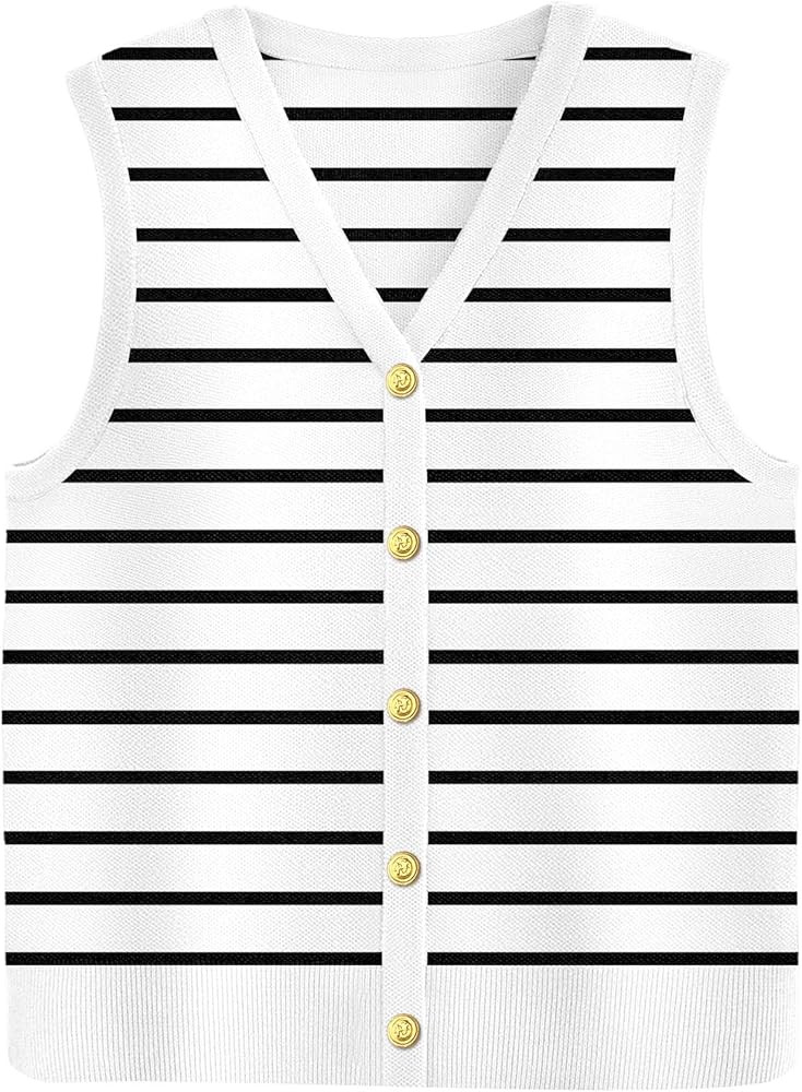 Zeagoo Womens Sweater Vest V Neck Button Down Shirts Trendy Knit Sleeveless Cardigan Top Shirt S-... | Amazon (US)