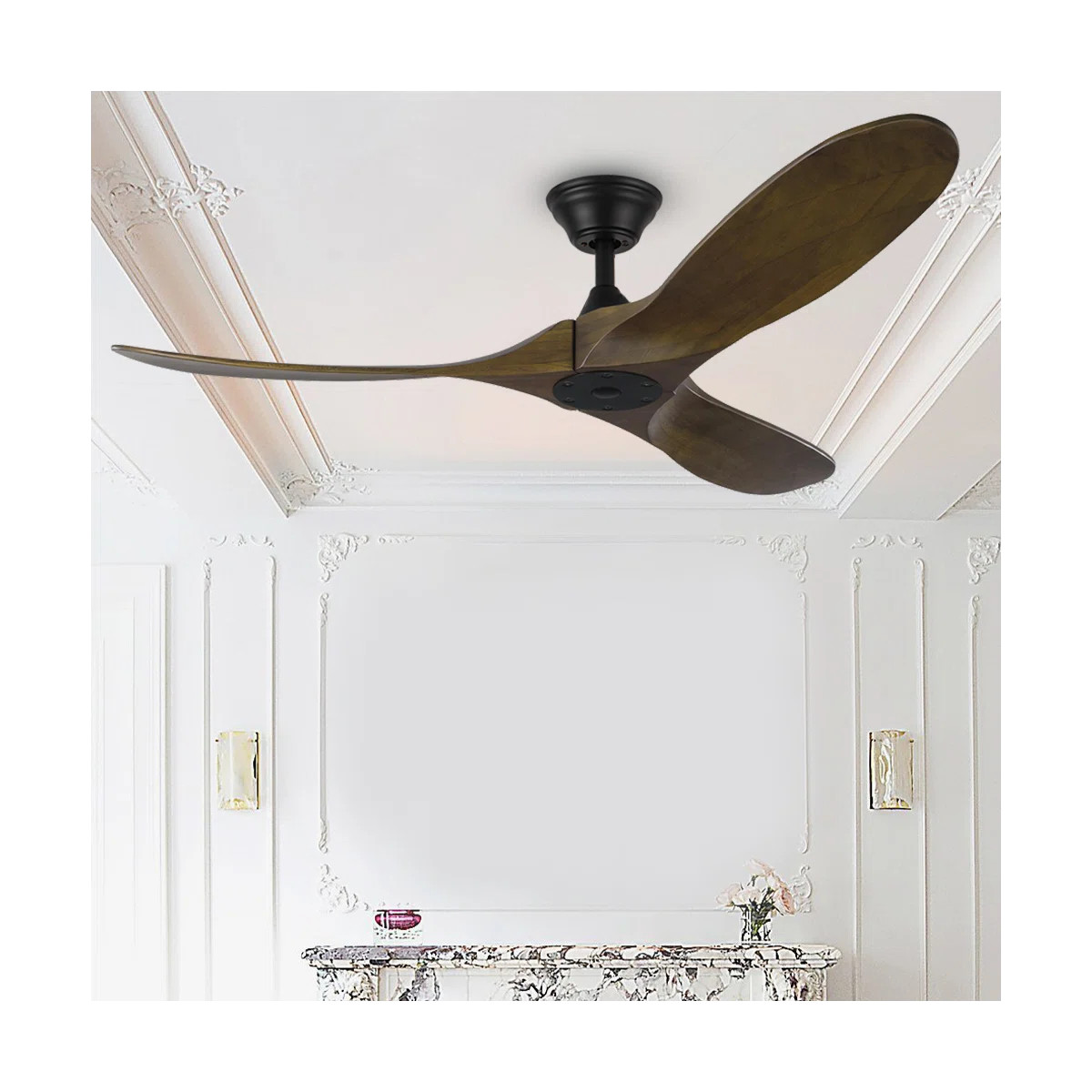 3- Blade Large Indoor Solid Wood Ceiling Fan With Remote Control | Wayfair North America