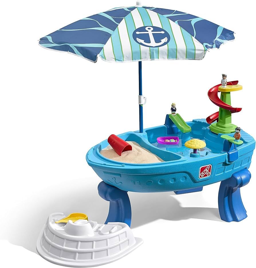 Step2 Fiesta Cruise Sand & Water Table with Umbrella for Kids, 10 Piece Accessory Kit, Toddler Su... | Amazon (US)