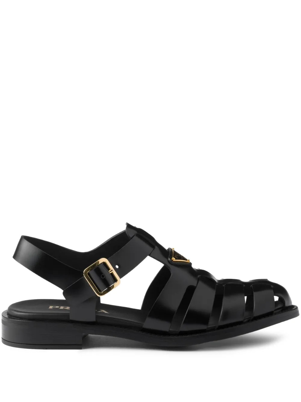 Prada Leather Fisherman Sandals | Black | FARFETCH RO | Farfetch Global