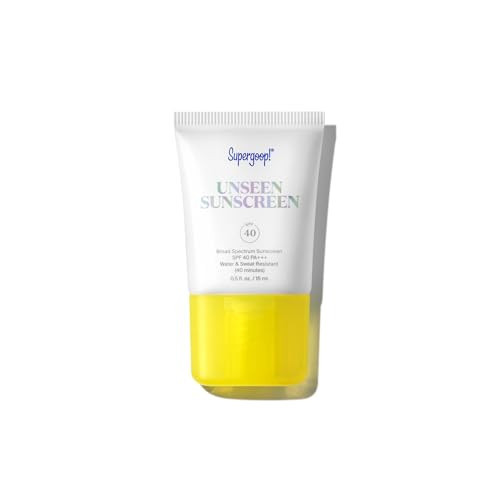 Supergoop! Unseen Sunscreen - SPF 40 - Clear & Invisible Face Sunscreen + Broad Spectrum + Makeup-Gripping Primer - Weightless, Scentless, Oil Free - For All Skin Types & Tones - 0.5 fl oz | Amazon (US)