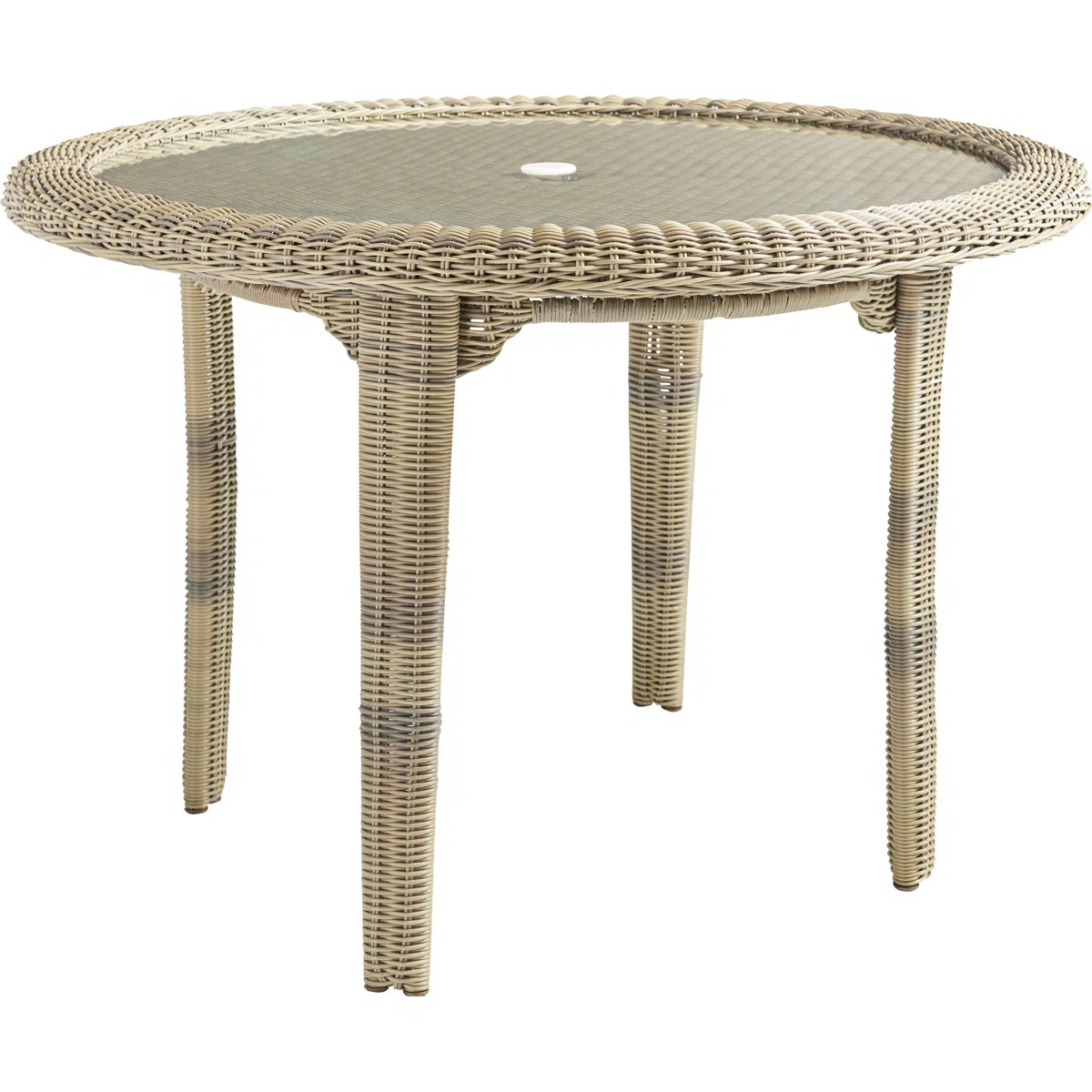 Amitie Round Wicker Outdoor Dining Table With Umbrella Hole , 48'' in. W 48'' in. D | Wayfair North America