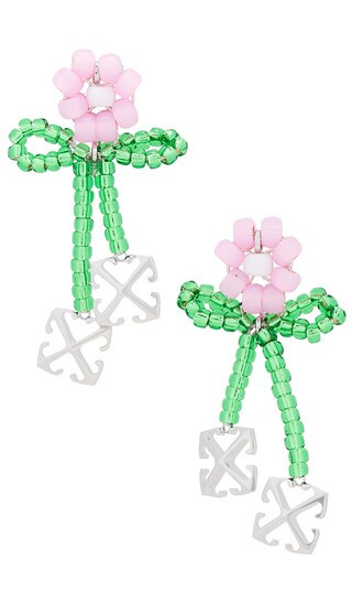 Flower Beads Earrings in Pink & Silver | Revolve Clothing (Global)