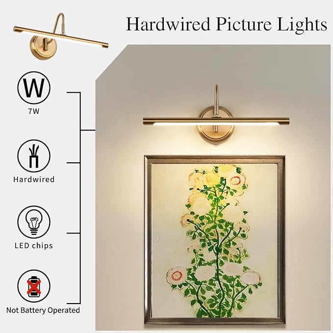 JOOSENLUX Modern Brass Picture Light Hardwired - 16.54'' for Wall Painting and Artwork Display - ... | Amazon (US)