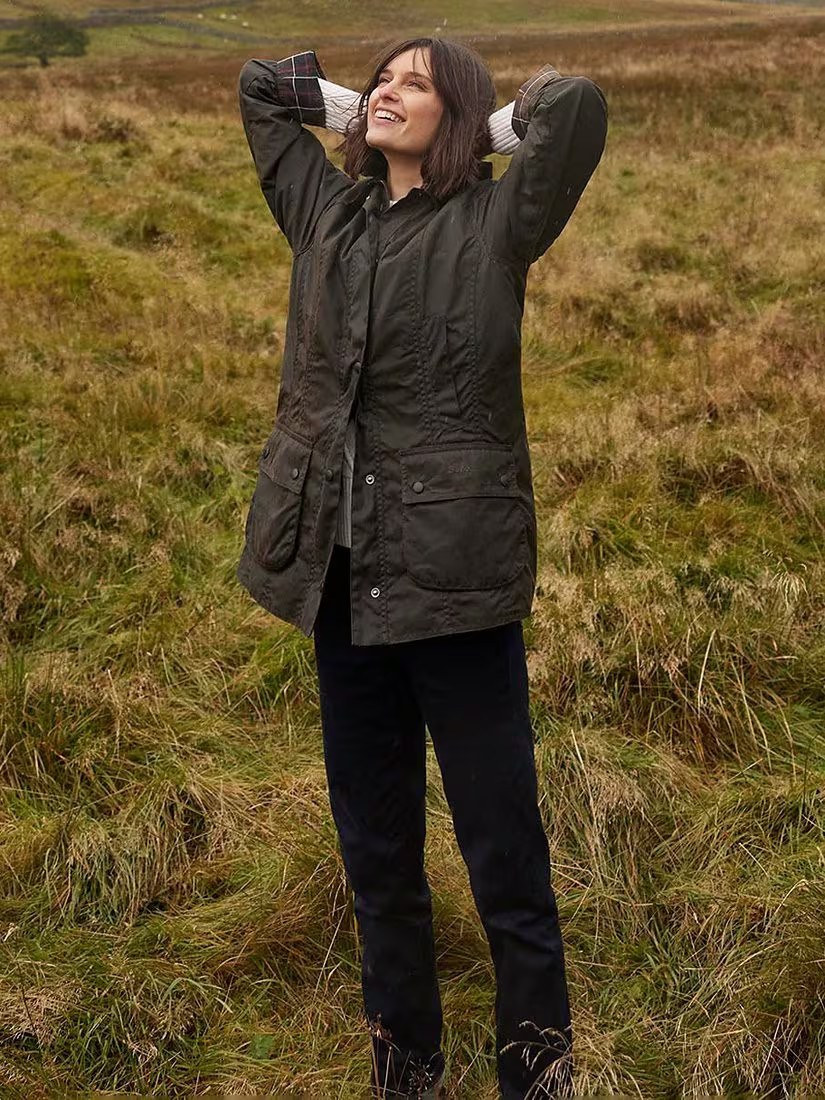 Beadnell Waxed Jacket, Sage | John Lewis (UK)