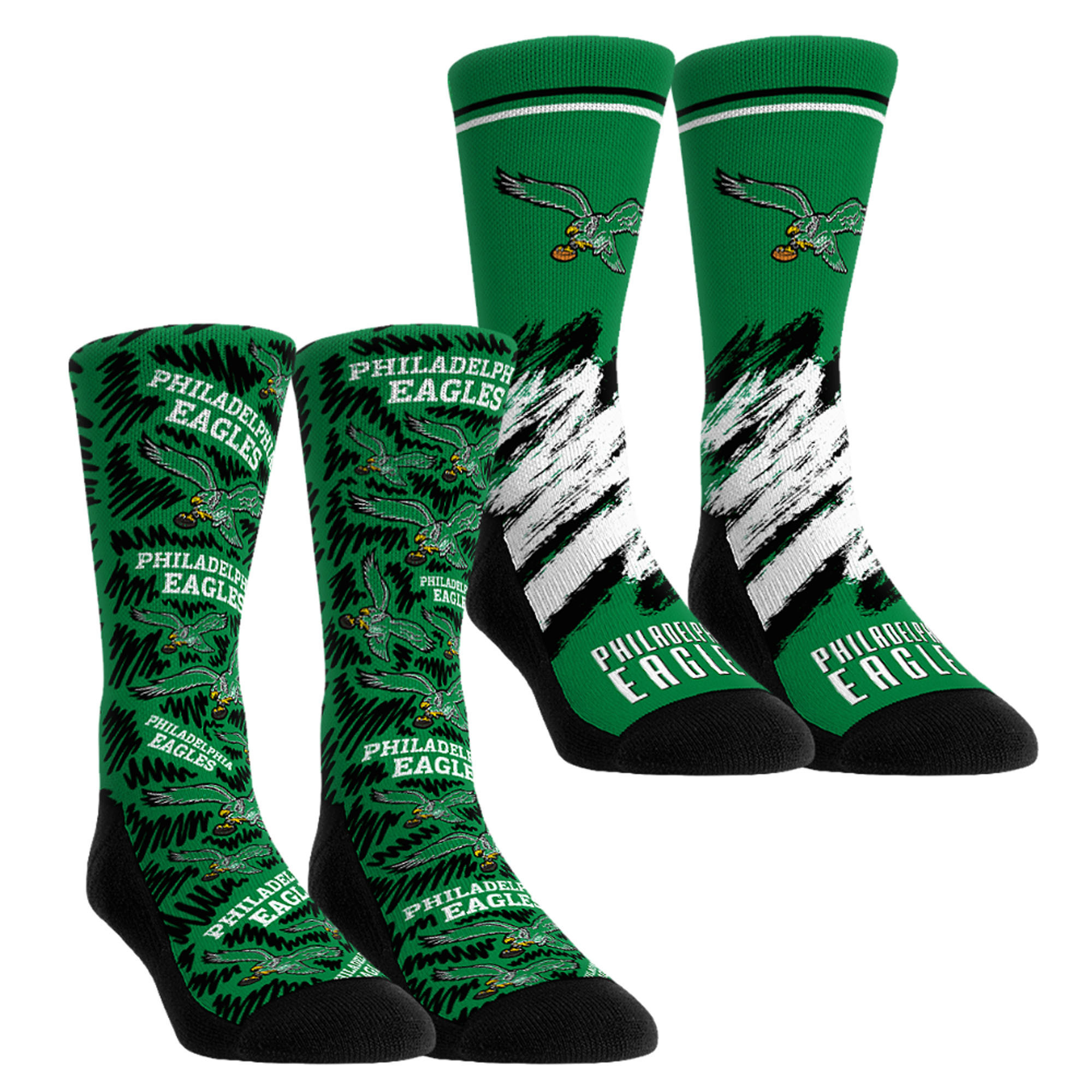 Unisex Rock Em Socks Philadelphia Eagles Throwback Two-Pack Crew Socks Set | Fanatics