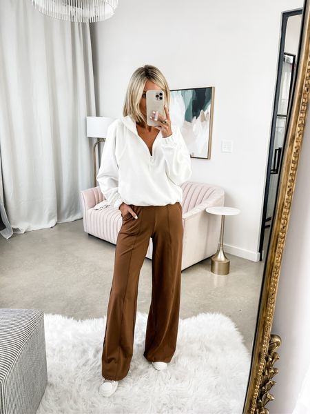 Casual outfit idea 40% off! These pants are comfortable and fit true to size! Wearing XS! Wearing a small in the half zip, but would’ve went with XS - so stick with your true size! 

Loverly Grey, Old Navy sale 

#LTKstyletip #LTKFind #LTKsalealert