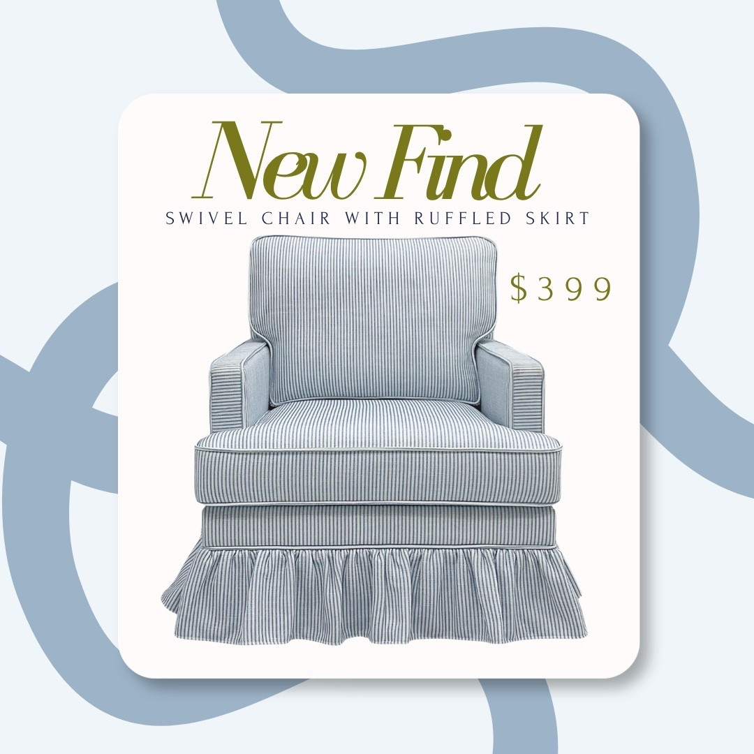 Blue and white striped accent chair with ruffled skirt under $400!! Custom look on a budget

Comment SHOP below to receive a DM with the link to this post on my LTK ⬇ https://liketk.it/6mrku