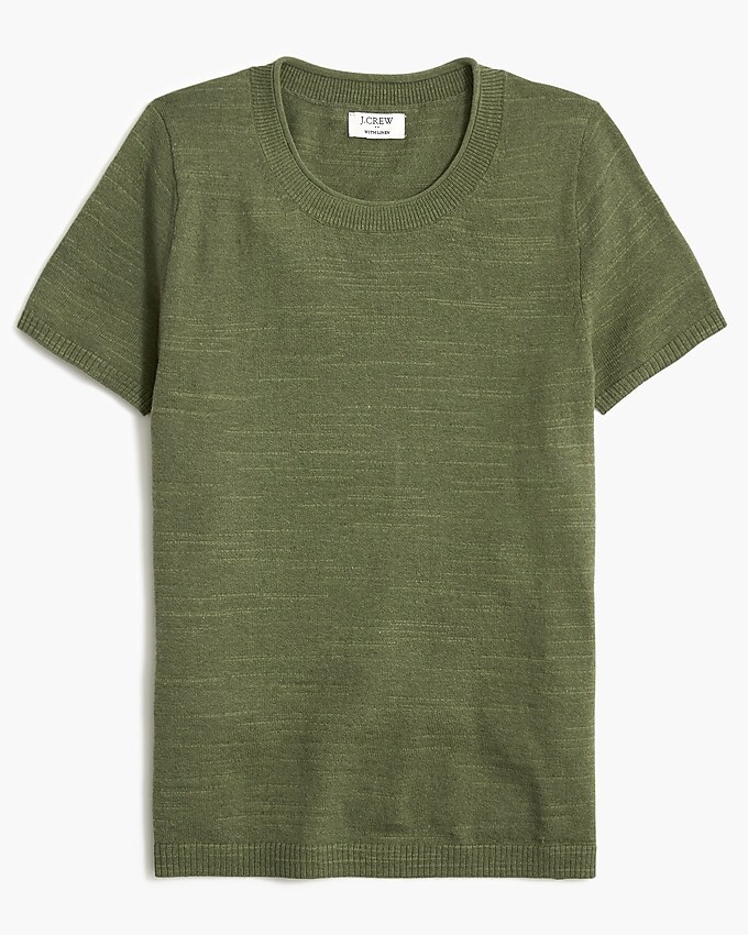 Short-sleeve linen-blend crewneck sweater | J.Crew Factory