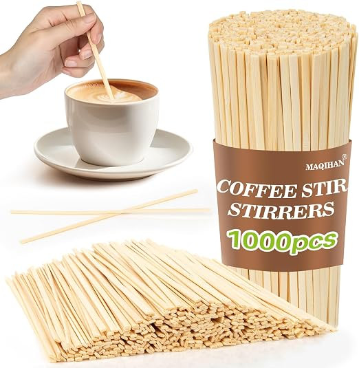 MAQIHAN 1000pcs Wooden Coffee Stirrers - Coffee Stir Sticks Disposable | Amazon (US)