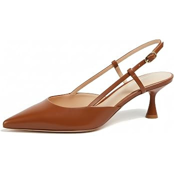 Women's Pointed Toe Kitten Heels Closed Toe Slingback Pumps Dress Shoes for Wedding Party Office | Amazon (US)