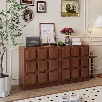 2-Pcs Modern Brown Wood Sideboard With Drawers And Cabinets | Wayfair North America
