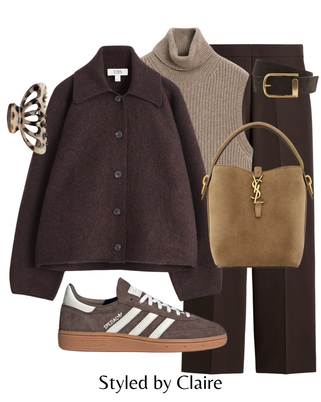 Dark Chocolate & Taupe🤎
Tags: merino wool jacket cos H&M sculpted  collar brown tailored trousers turtleneck knit sweater jumper adidas spezial suede belt brown ysl bag fashion autumn transitional layer inspo outfit ideas chic women’s style city break girl capsule wardrobe coat office wear work 

#LTKshoes #LTKbag #LTKstyletip