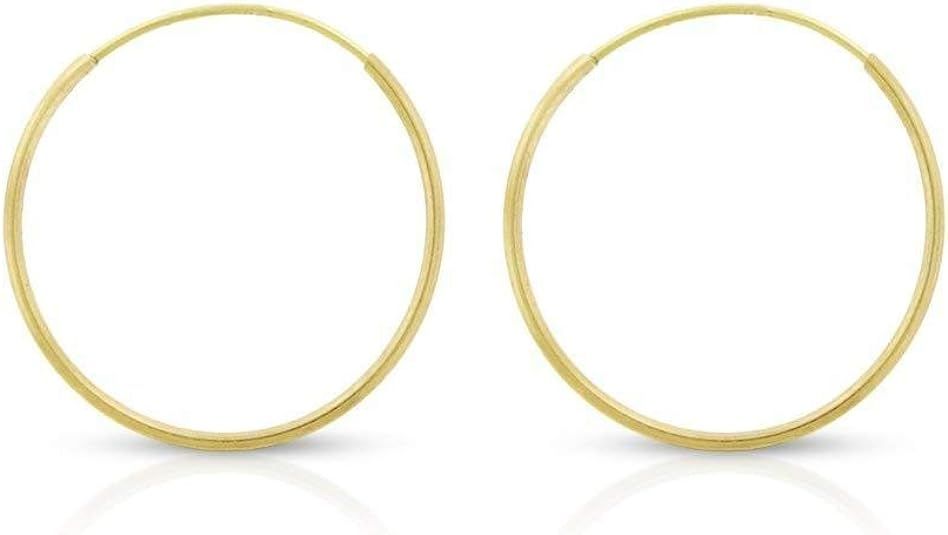 14k Solid Gold Endless Hoop Earrings, 14k Gold Thin Hoop Earrings, Cartilage Earrings, Helix Earr... | Amazon (US)