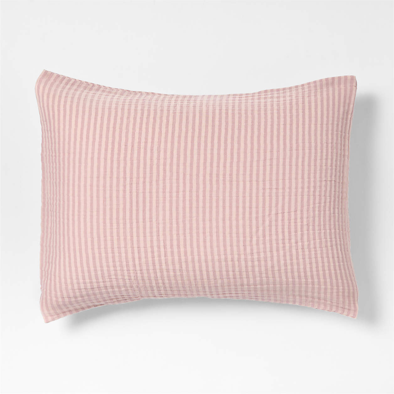 Supersoft Lilac Rose Striped Organic Cotton Gauze Kids Pillow Sham + Reviews | Crate & Kids | Crate & Barrel